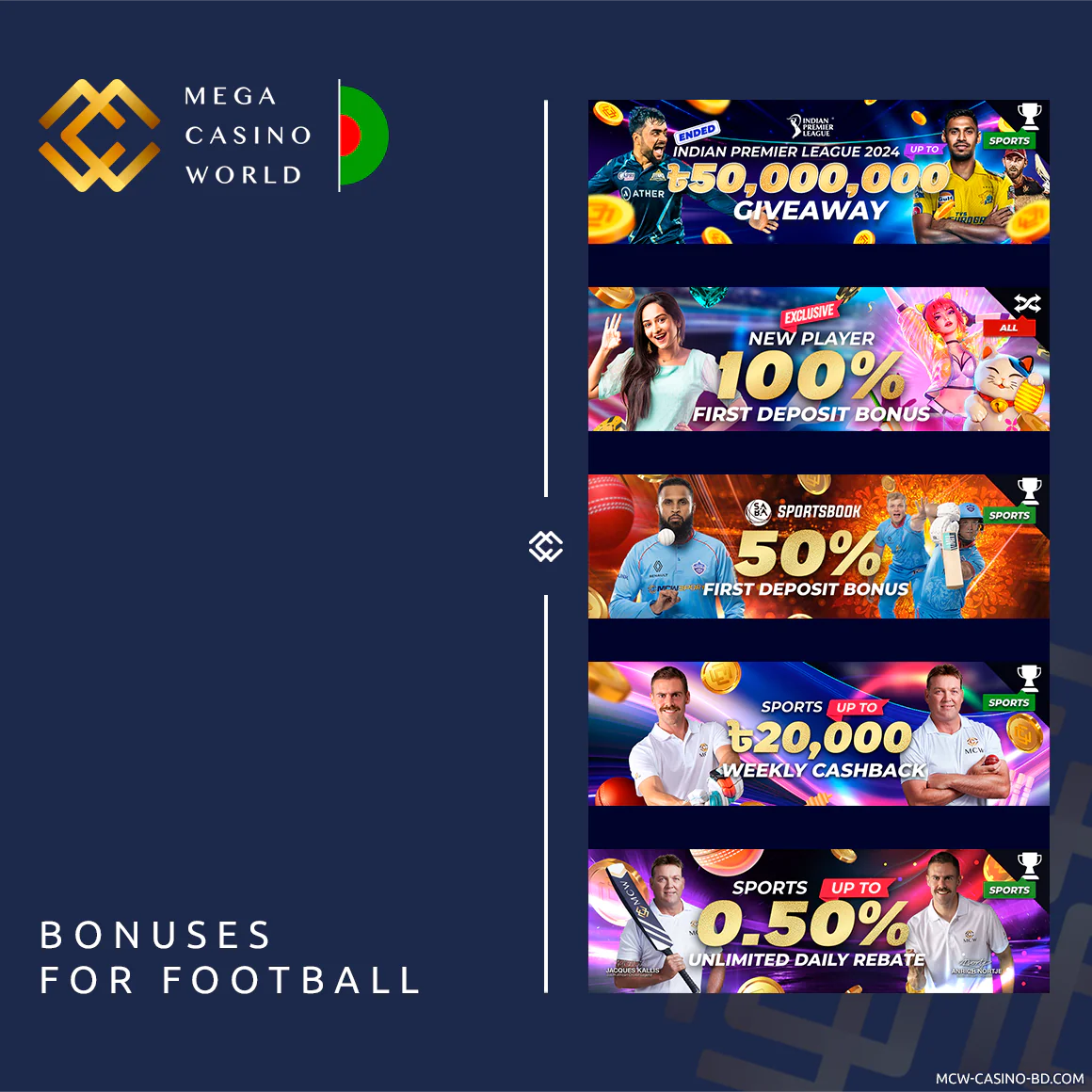 MCW Football bettors can use sports bonuses of the platform