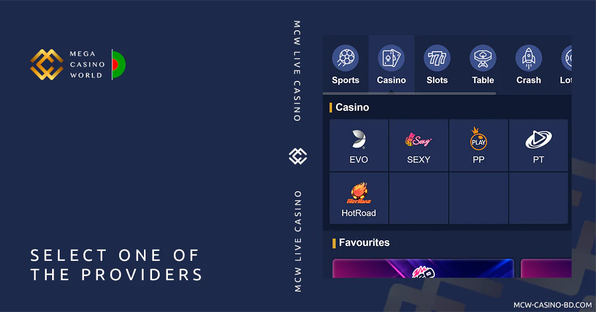 Select your favorite casino provider - MCW Bangladesh